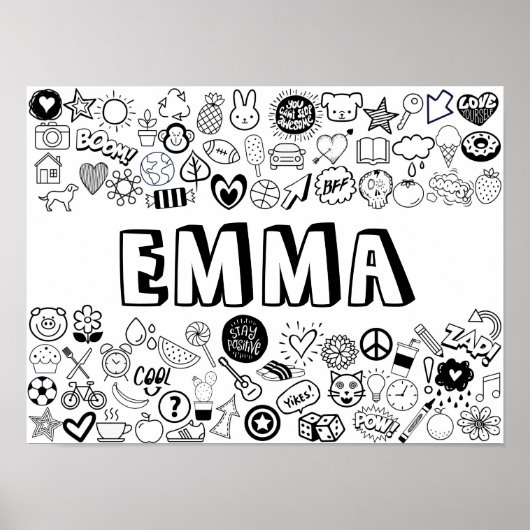 'EMMA' Color-it-Yourself-contourontwerp Poster (Voorkant)