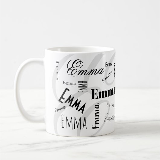 Emma Custom Name  Black White Coffee Mug Koffiemok (Links)