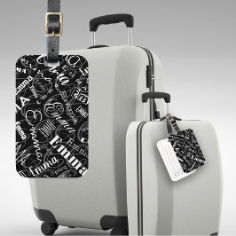 Emma Custom Name Zwart Wit Bagagelabel