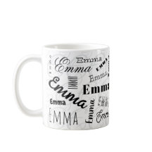 Emma Custom Name Zwart Witte Koffie Mok