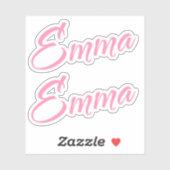 Emma decoratieve naam in roze x2 Sticker (Vel)