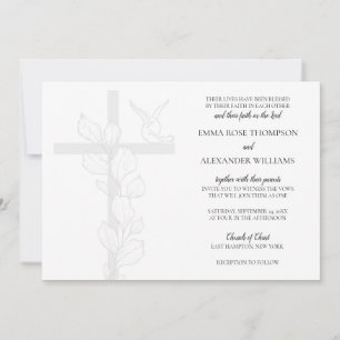 Emma Elegant Cross & Doves Christelijk Wedding Kaart