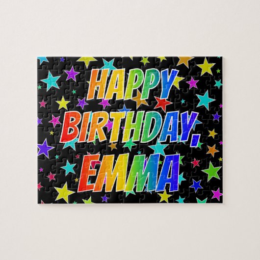 "EMMA" First Name, Fun "HAPPY BIRTHDAY" Legpuzzel (Horizontaal)