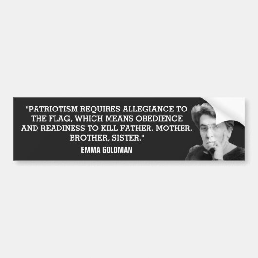 Emma Goldman Anti-Patriotisme Bumpersticker (Voorkant)