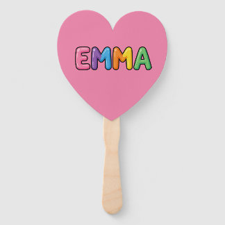 Emma Kleurrijke Bubbel Letters Schattige Naam Handwaaier