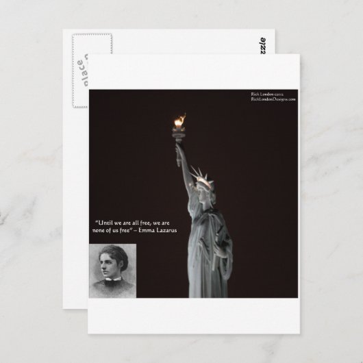 Emma Lazarus en beeld van vrijheidscadeaus en -Kaa Briefkaart (Voorkant / Achterkant)