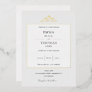 EMMA Mountain Minimalist Dove Grey Folie Uitnodigi Uitnodiging