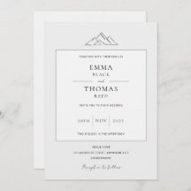 EMMA Mountain Minimalist Dove Grey Invitation