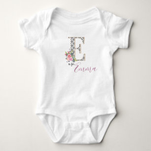 Emma Name Baby Outfit Letter E Romper Floral Girl