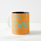 Emma Name Design Pattern Tweekleurige Koffiemok (Voorkant links)