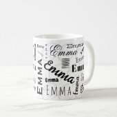 Emma Nom personnalisé Mug café blanc noir (Devant droit)