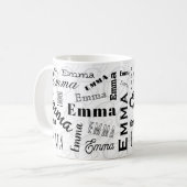 Emma Nom personnalisé Mug café blanc noir (Devant gauche)