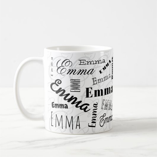 Emma Nom personnalisé Mug café blanc noir (Gauche)