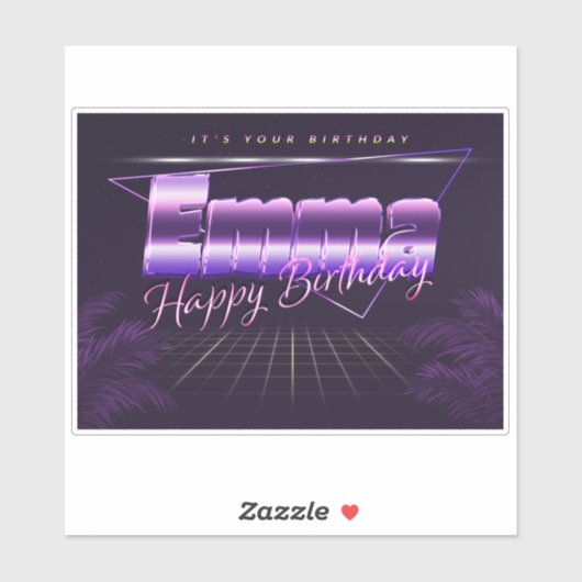 Emma Nom Prénom lila retro Sticker (Feuille)