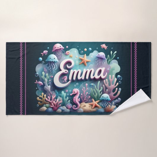 Emma Personnalisé Océan Jellyfish Sous l'eau (Serviette de bain)