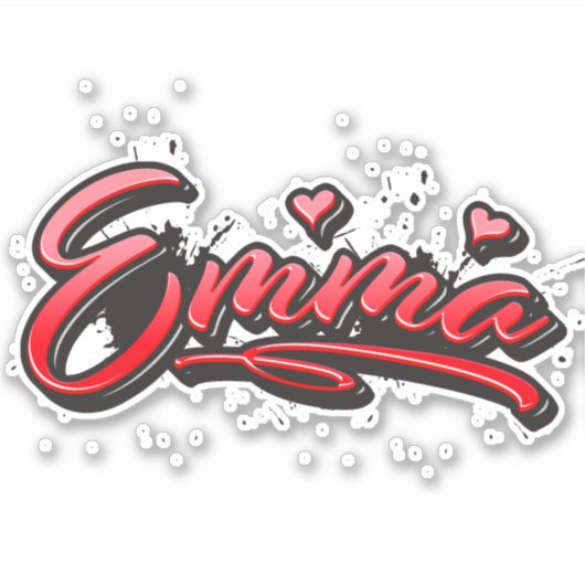 Emma red Heart Graffiti Aufkleber Sticker (Voorkant)