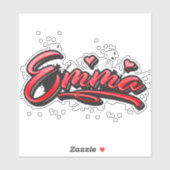 Emma red Heart Graffiti Autocollants (Feuille)