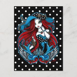 Emma Rockabilly Swallow Tattoo Angel Briefkaart