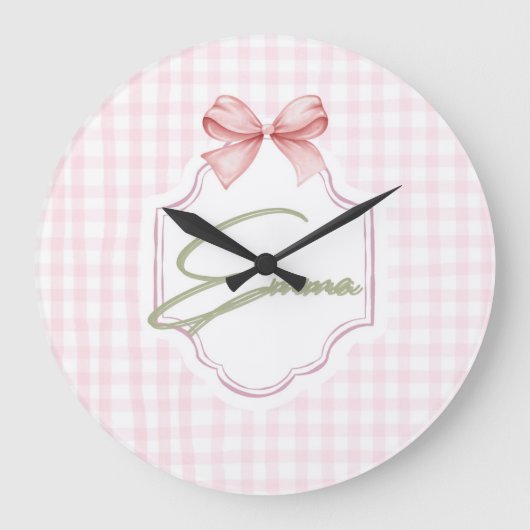 Emma Roze Strik & Gingham Print Met Naam Grote Klok (Voorkant)
