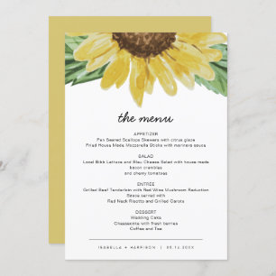 Emma - Rustic Sunflower Wedding Menu-kaarten Kaart