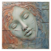 EMMA Sage Abstract Square Collectie Faux Relief Tegeltje (Voorkant)