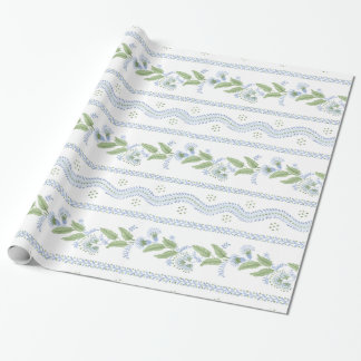 Emma Stripe Cornflower Blue en Green Cadeaupapier