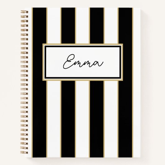 Emma Stripe Notitieboek in zwart-wit (Voorkant)
