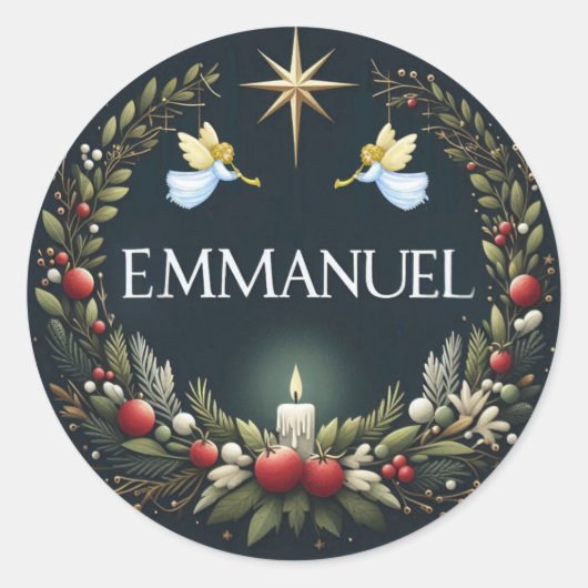 Emmanuel Christmas angels Ronde Sticker (Voorkant)