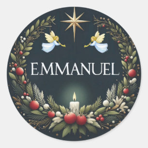 Emmanuel Christmas angels Ronde Sticker
