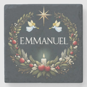 Emmanuel Christmas angels Stenen Onderzetter