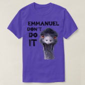 Emmanuel doet het niet t-shirt (Design voorkant)
