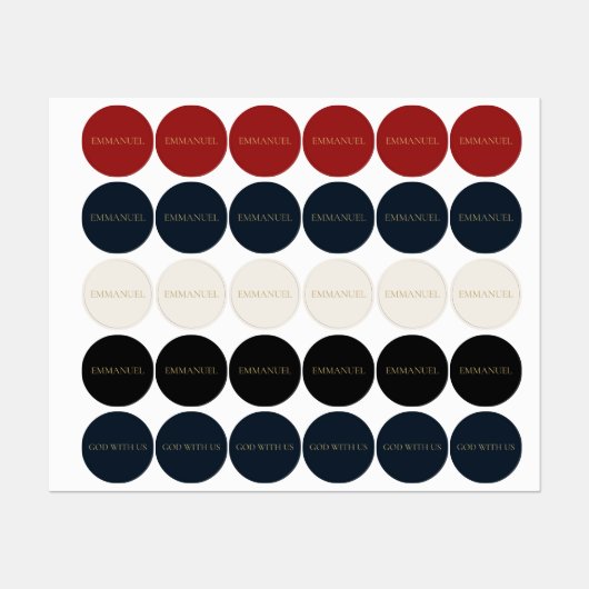 Emmanuel — Minimal Round Christian Sticker Labels (Feuille)