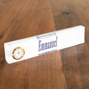 Emmanuel, Naam, Logo, Schoknaambord met klok. Naambordje