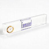 Emmanuel, Nom, Logo, Plaque de bureau avec horloge