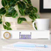 Emmanuel, Nom, Logo, Plaque de bureau avec horloge