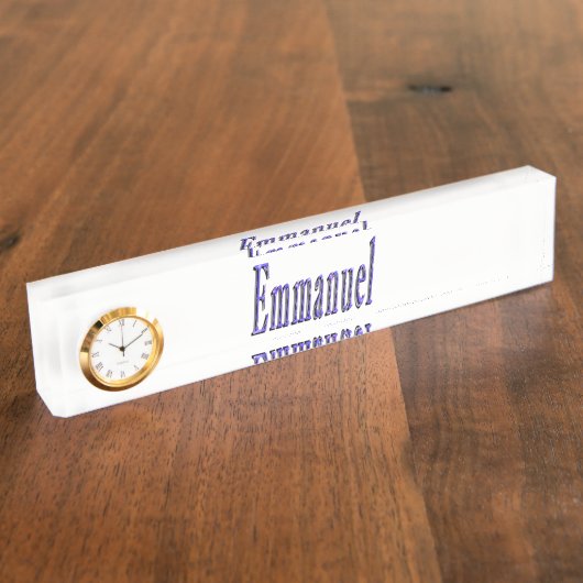 Emmanuel, Nom, Logo, Plaque de bureau avec horloge (Taille)