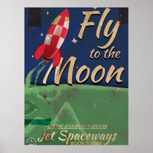 Emmène-moi sur la Lune Affiche de voyage vintage