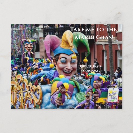 Emmenez-moi à la carte postale Mardi Gras (Devant)