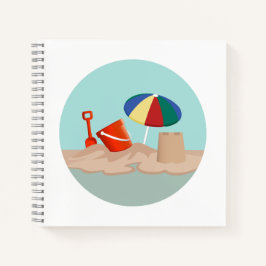 Emmer en Spade Cirkel Strand Scène Illustratie Notitieboek