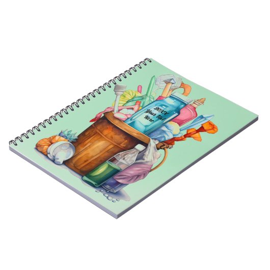 Emmer van schoonmaakbenodigdheden notitieboek (Linkerzijde)