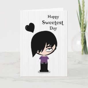 Emo Boy met Black Heart voor de mooiste dag Kaart