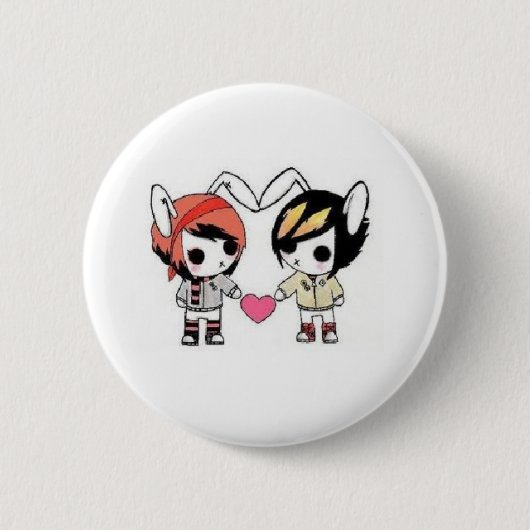 emo bunnies ronde button 5,7 cm (Voorkant)