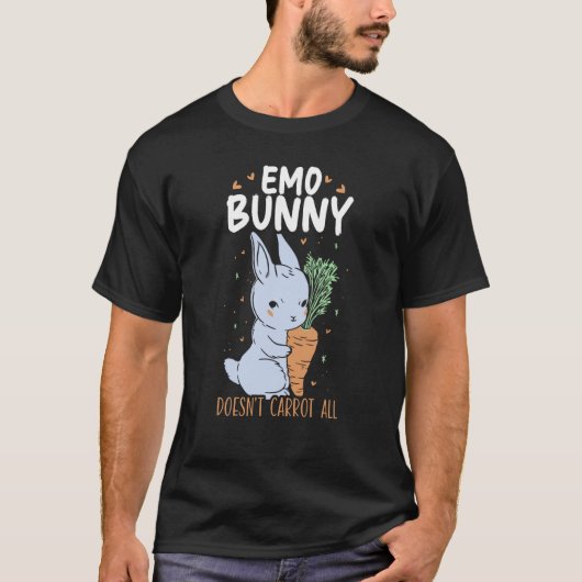 Emo Bunny Doesn't Carrot All Bunny Rabbit Animal B T-shirt (Voorkant)