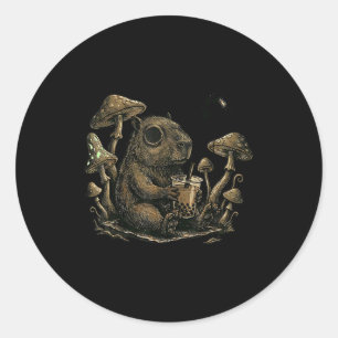 Emo Capybara Goth Punk Boba Grappige Knaagdier Ronde Sticker