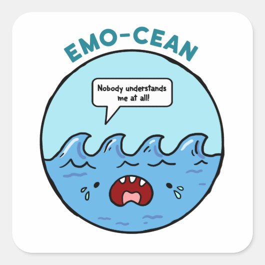 Emo-cean Ocean Beach Pun Sticker (Voorkant)