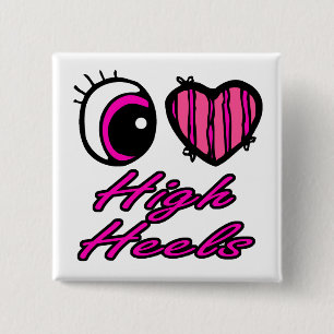Emo Eye Heart I Love High Heels Vierkante Button 5,1 Cm