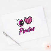 Emo Eye Heart I Love Pirates Ovale Sticker (Envelop)