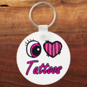 Emo Eye Heart I Love Tattoos Sleutelhanger (Voorkant)