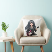 Emo girl with long black hair kussen (Stoel)