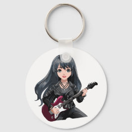 Emo girl with long black hair sleutelhanger
